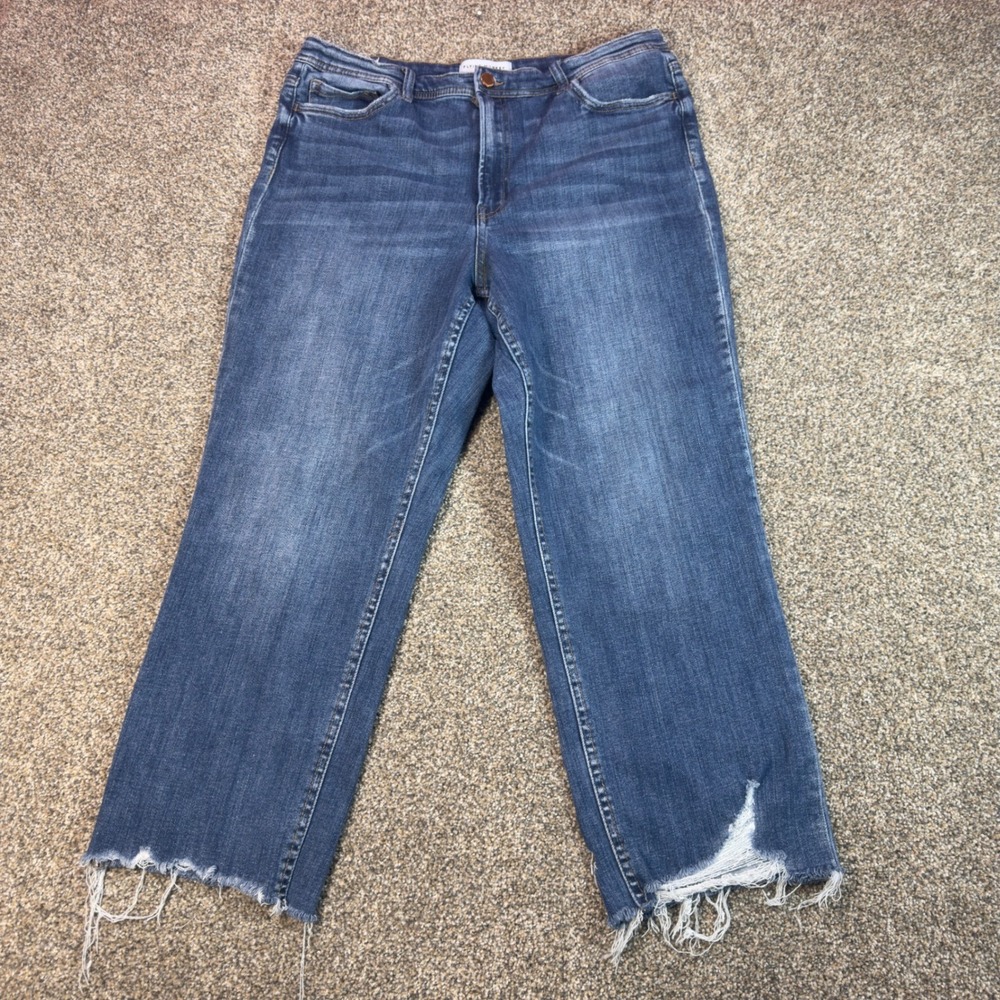 Flying Monkey Womens Straight Leg Distressed Frayed Hem Jeans Blue Size 32 F4285